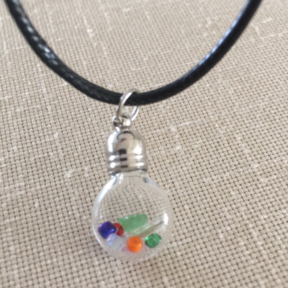 Mini Treasure Bottle Sea Glass Pendant Necklace Hand Crafted